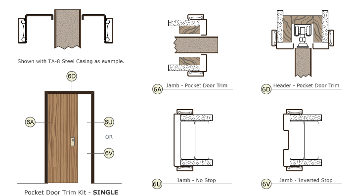 Timely Door Frames Pocket Door Trim Kit Single Drawing