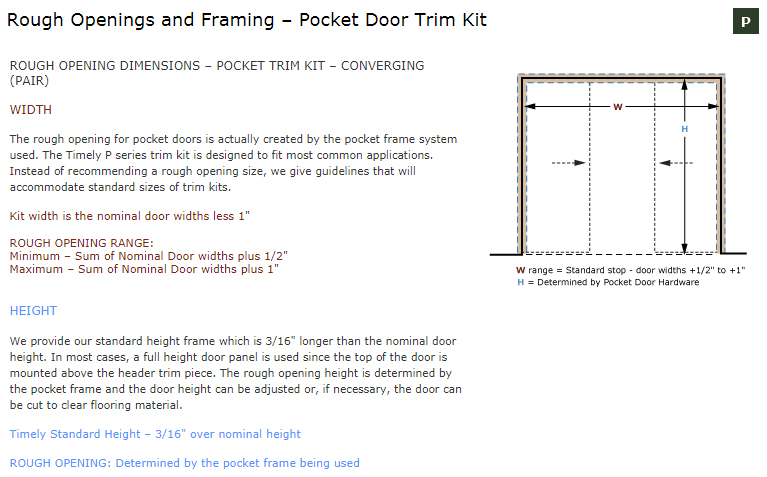 How do you determine a rough opening for a pocket door?